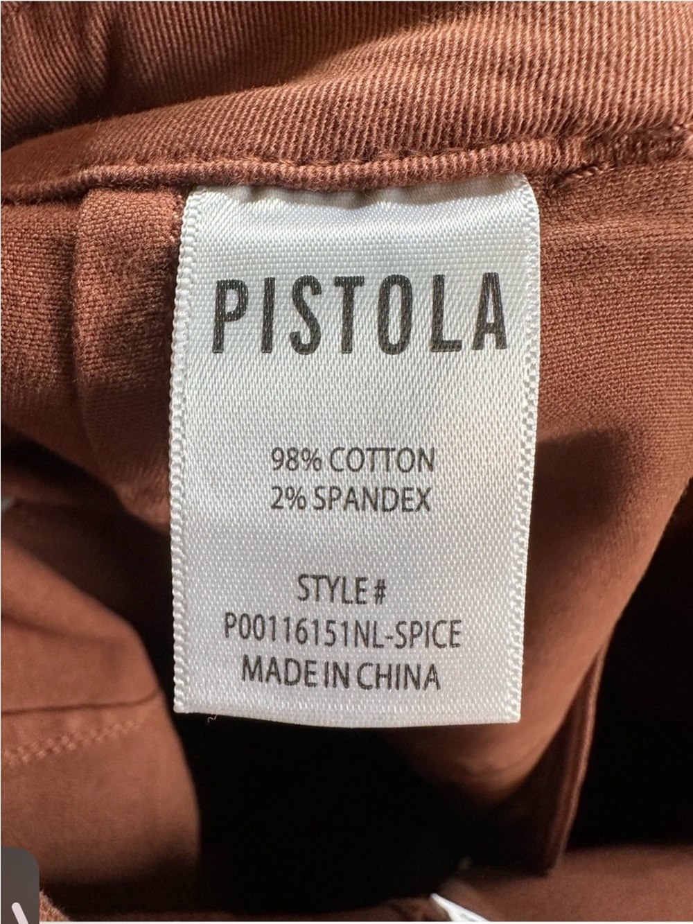 NWT Pistola - Women's Nicole Cotton Stretch Wide Leg Pant Spice SZ 26 - Picture 4 of 6